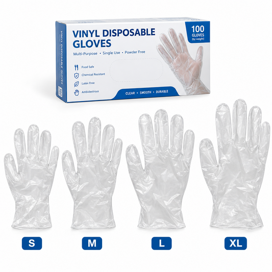 Classic Environmental Solutions Clear Vinyl Disposable Gloves